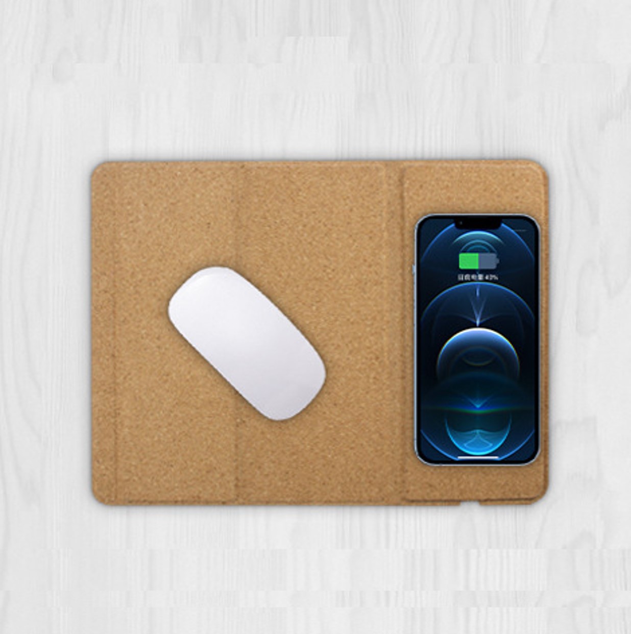 Foldable Cork Wireless Charger Mouse Pad